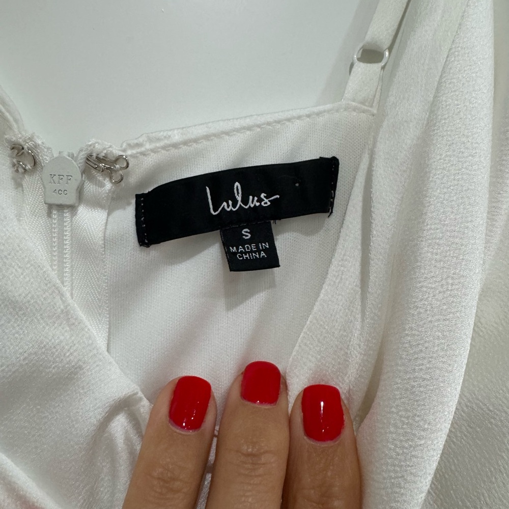 Lulus Likely Lover Ivory Satin Asymmetrical Cowl Neck Romper - Picture 7 of 7